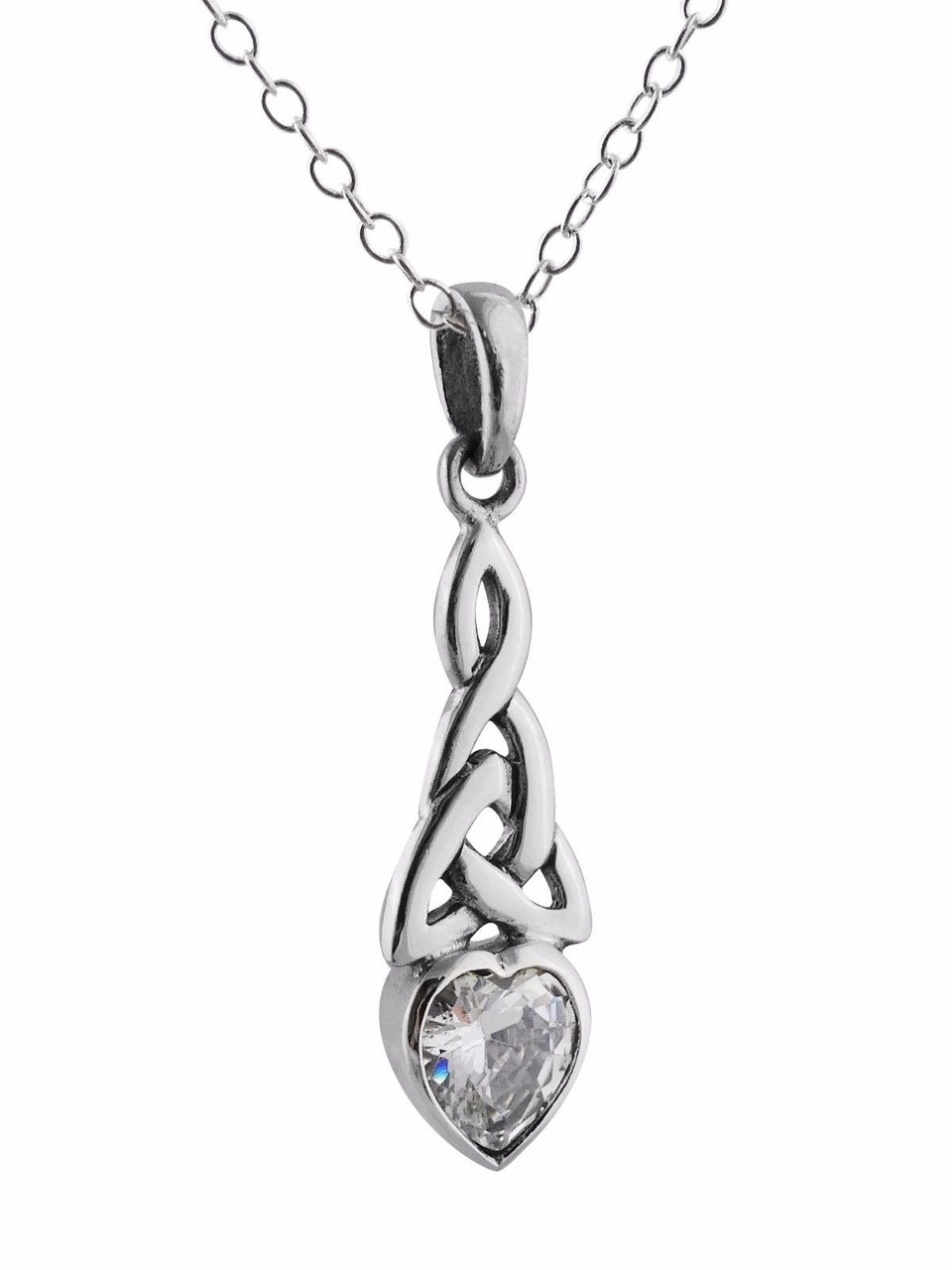 Sterling Silver Celtic Crystal Heart Necklace – Celtic Collections